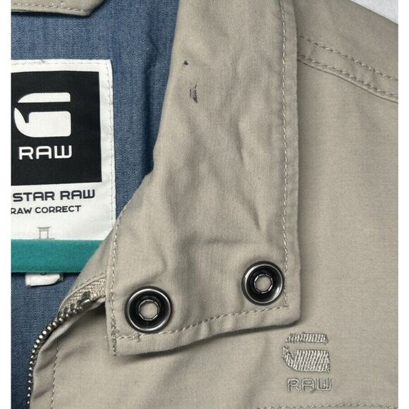 G-Star Raw Correct Jacket Mens S Beige Fleet Bomber Full-Zip Funnel Neck - Picture 2 of 6
